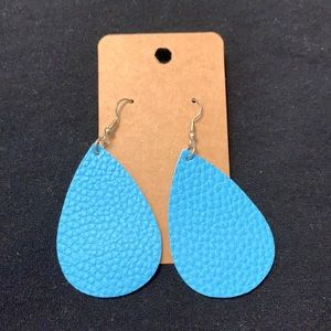 Blue leather earrings